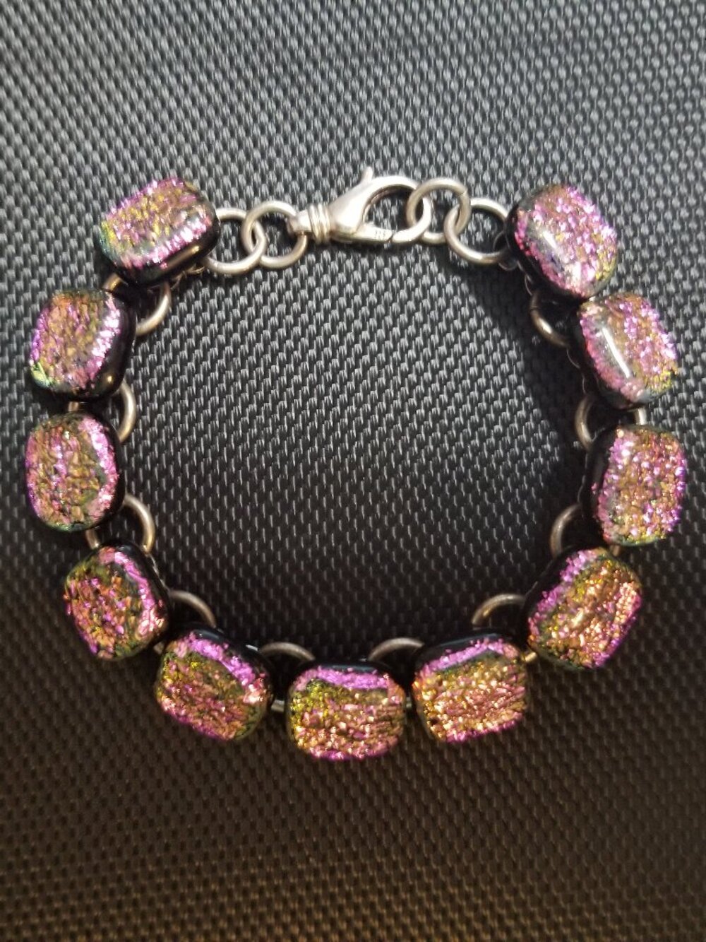 Pink Square Vintage Murano Glass Bracelet